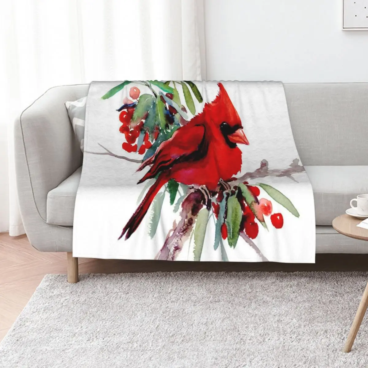 Red Cardinal Throw Blanket Flannels Personalized Gift decorative Sofa Quilt warm winter Stuffeds Blankets