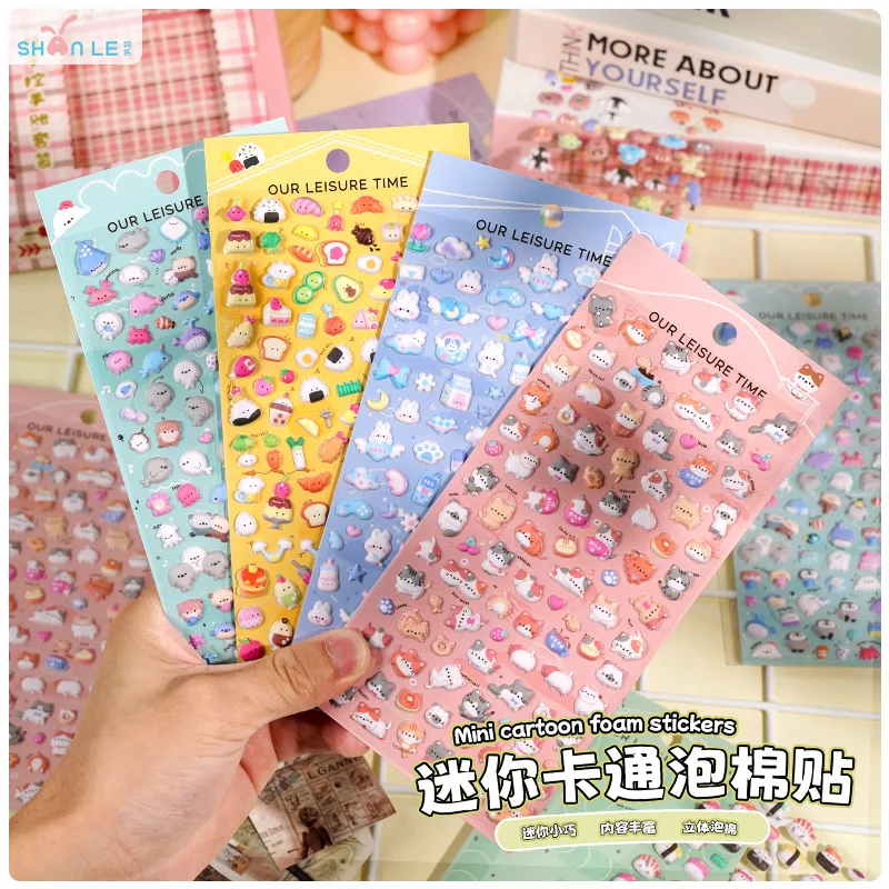 

6 листов 3D мини милые животные в японском стиле пухлые пенопластовые наклейки, сделай сам Скрапбукинг гитара чехол для телефона украшение для ноутбука