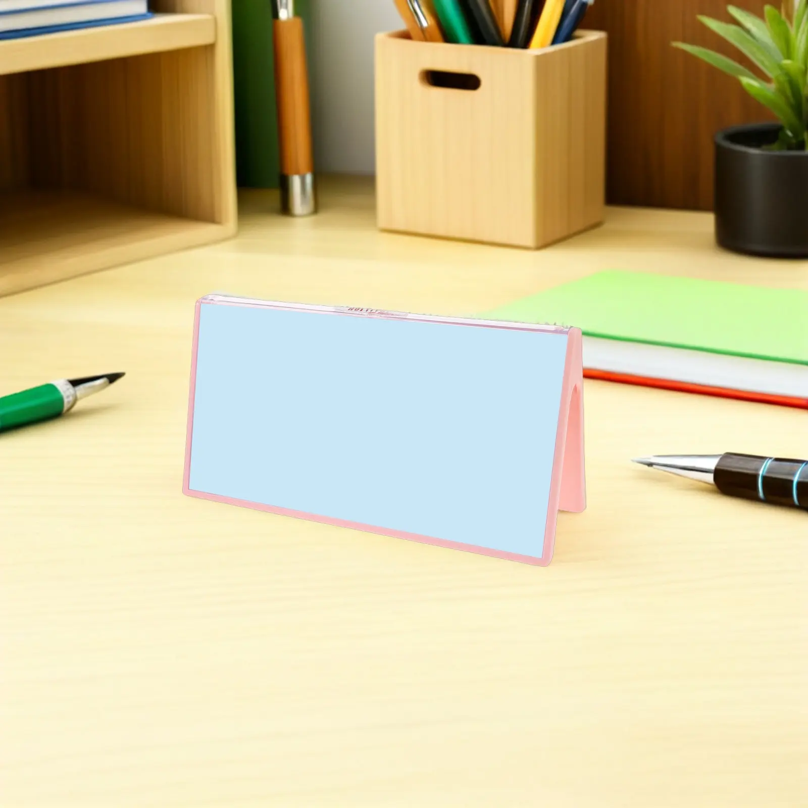 

2Pcs Acrylic V Shaped Desk Name Plate Holders Clear Reusable Table Sign Display Stand for Classroom Office Meeting