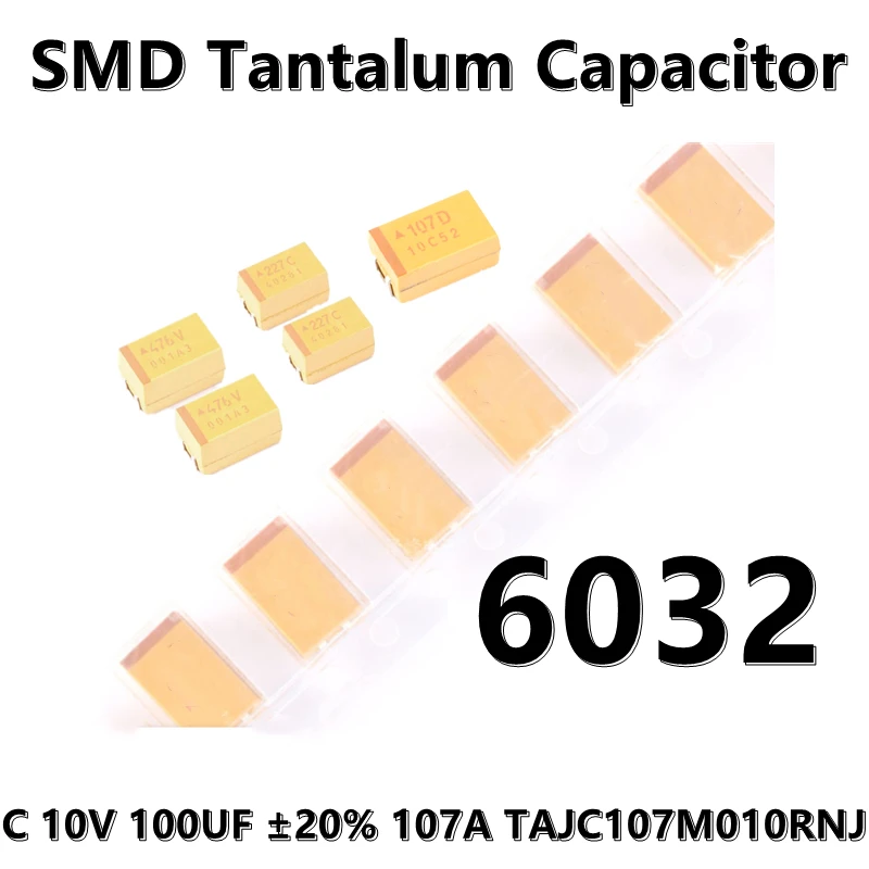 (2 шт.) 6032 (тип C) 10В 100UF ± 20% 107A TAJC107M010RNJ SMD Танталовый конденсатор