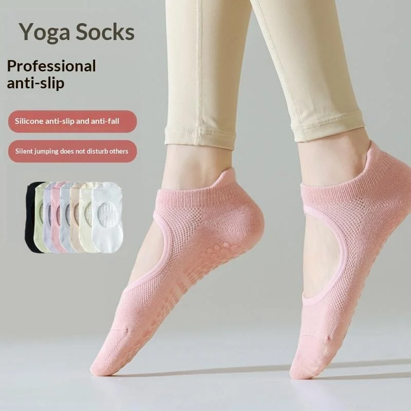 Yoga Pilates Socks Non-Slip Open Toe Seamless Soft Breathable Fabric Free Size Ankle Ladies Dance Sports Socks For Fitness Gym