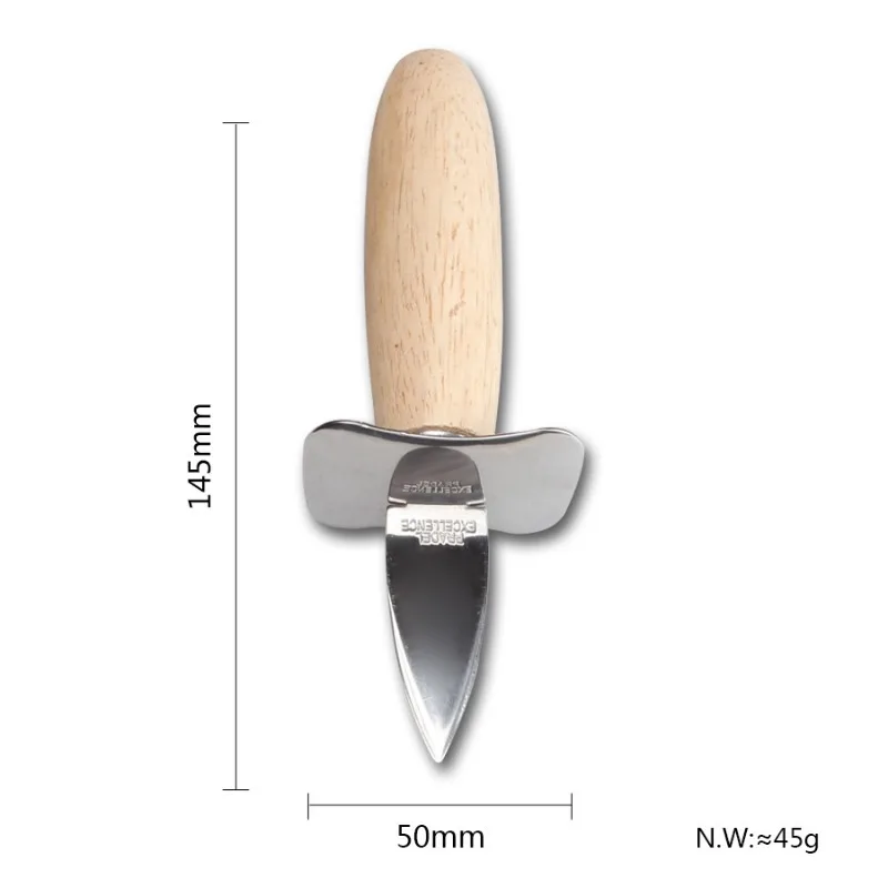 1Pc Steel Seafood Scallop Pry Knife with Wooden Handle Oyster Knives Sharp-edged Shucker Shell Seafood Oyster Knife Opener