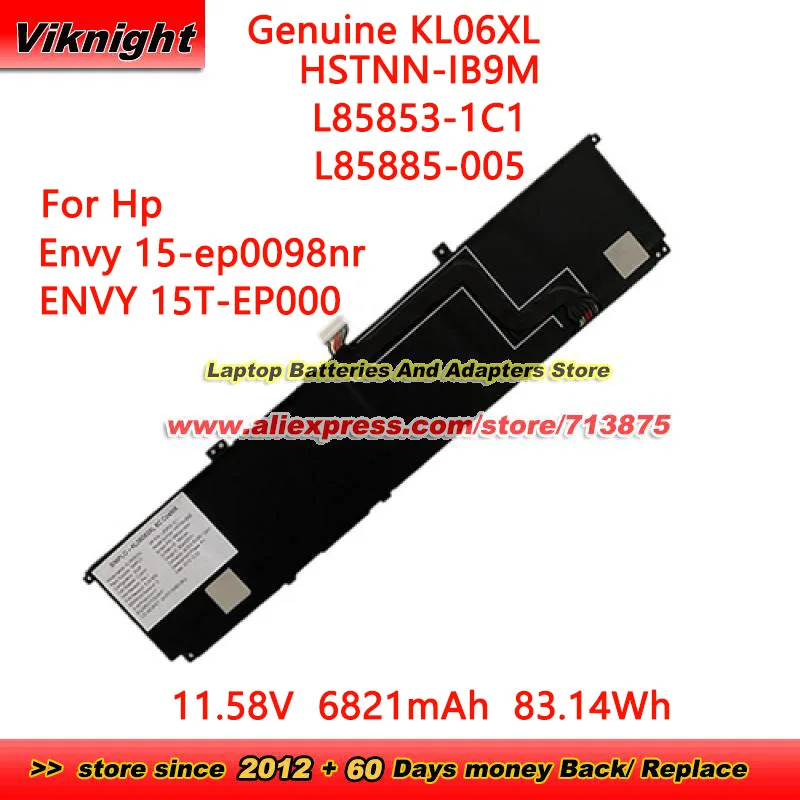 

Оригинальный аккумулятор KL06XL HSTNN-IB9M для Hp Envy 15-ep0098nr ENVY 15T-EP000 L85853-1C1 L85885-005 11.58V 6821mAh 83.14Wh