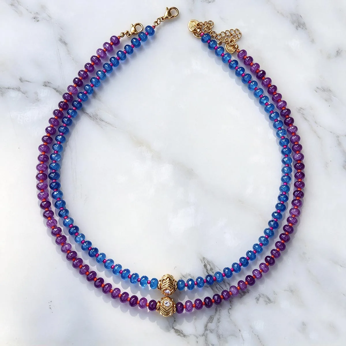 Bohemian style Clavicle Chain Necklace natural Beads 【Optimize】Stainless steel Zircon embellishment fashion Jewelry for Women