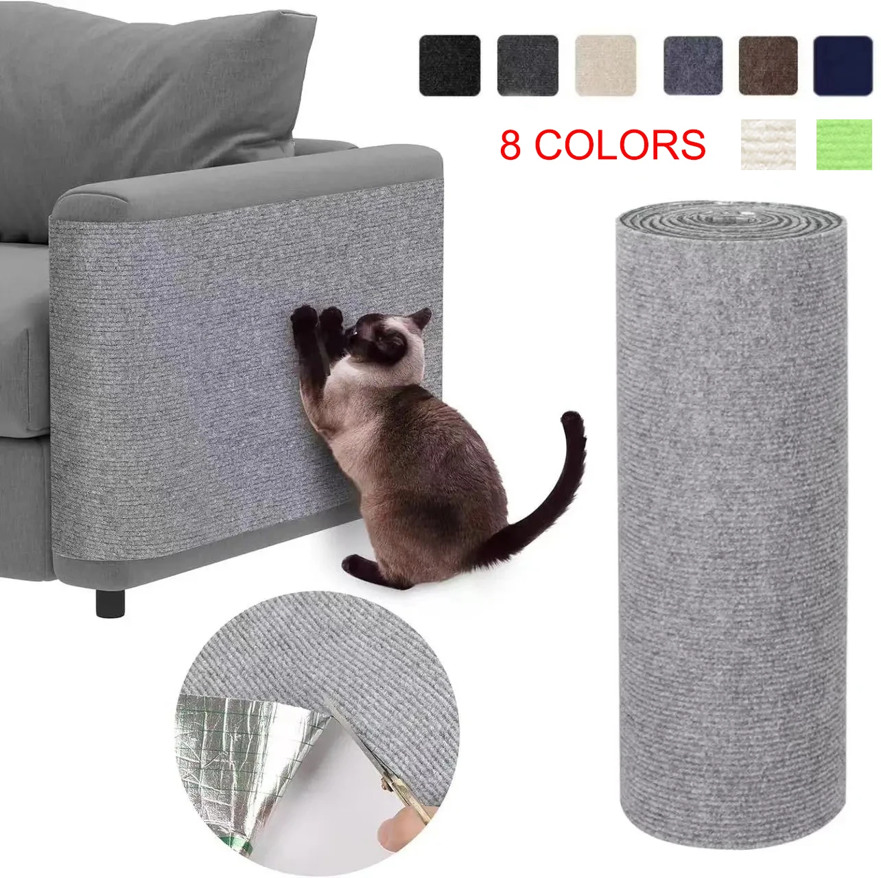 Self-Adhesive Cat Scratching Mat Trimmable Cat Carpet Cat Scratching Carpet Corner Wall Cat DIY Scratch Sofa Furniture Protector