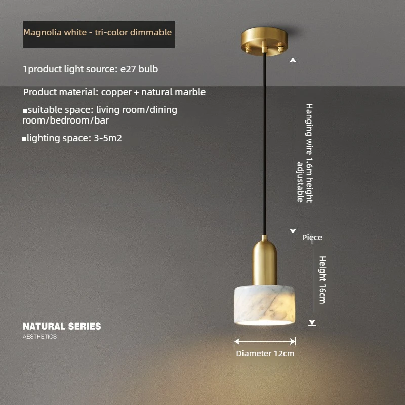 

Retro European Style Chandelier Bedroom Bedside Pendant Light Modern Minimalist Marble Chandelier for Dining Room Bar Counter