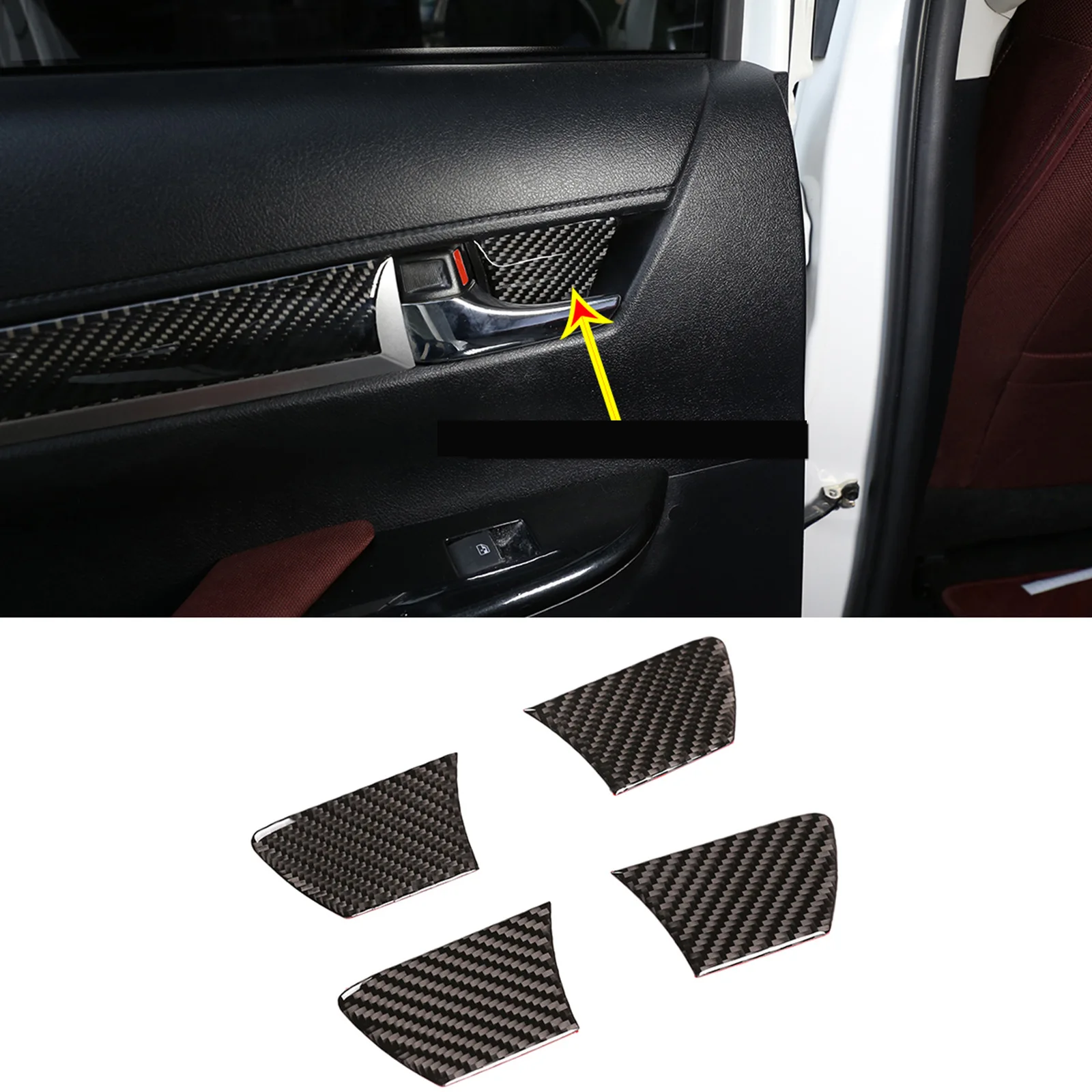 

central control inner door bowl stickers for 15-22 Toyota Hailacs real carbon fiber soft accessories