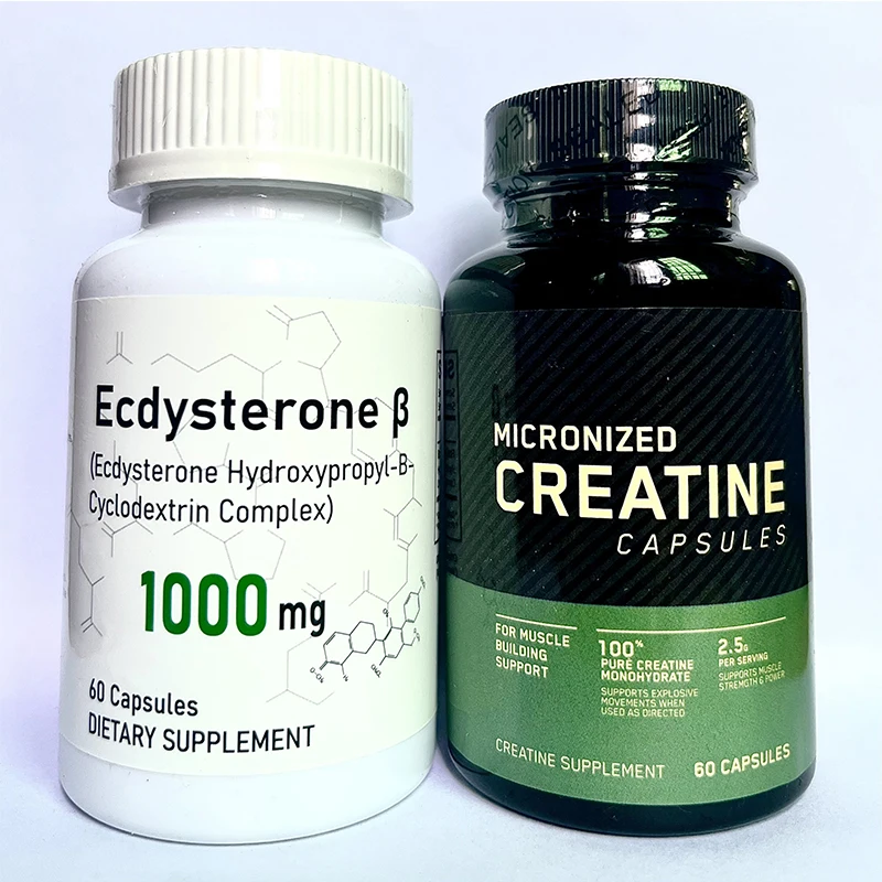 2 Bottle 120 Pillsecdysterone capsules+creatine monohydrate capsules increase muscle mass strength support development