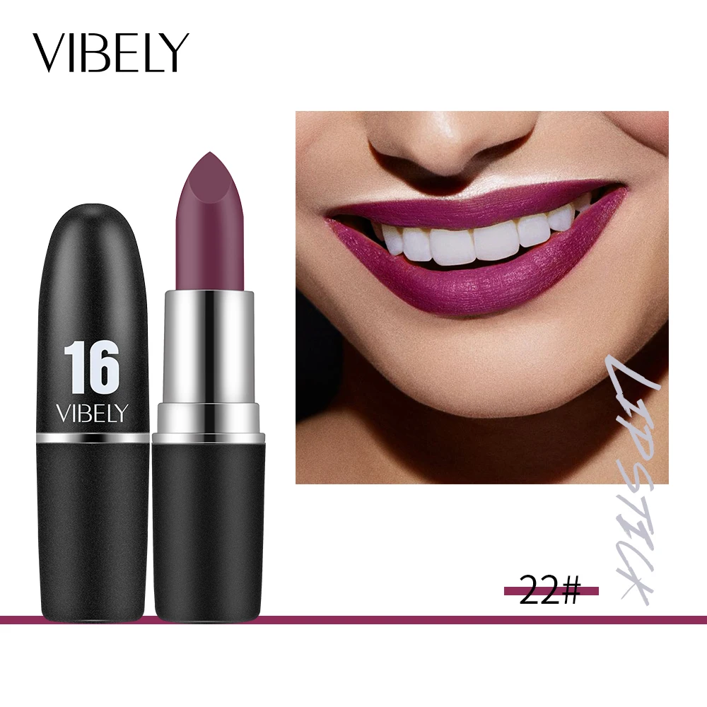 VIBELY 29 Colors Natural Velvet Matte Bullet Lipstick Waterproof Long Lasting Purple Lip Stix Balm Female Makeup Make Up Beauty