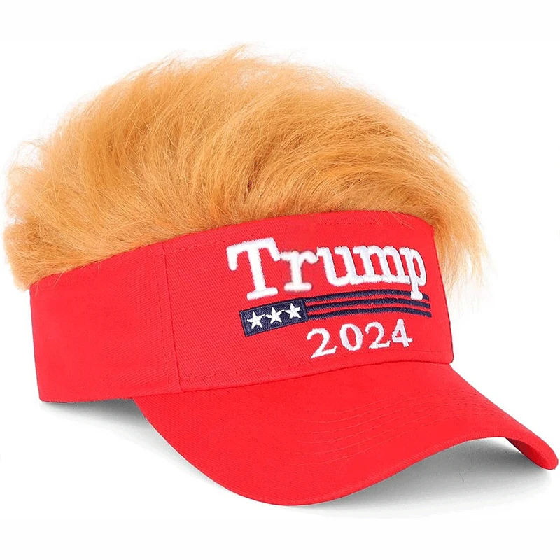 Synthetic Trump 2024 Hat Hair Donald Trump Make America Great Again Wig Hat with Embroidered Logo Adjustable MAGA Baseball Cap