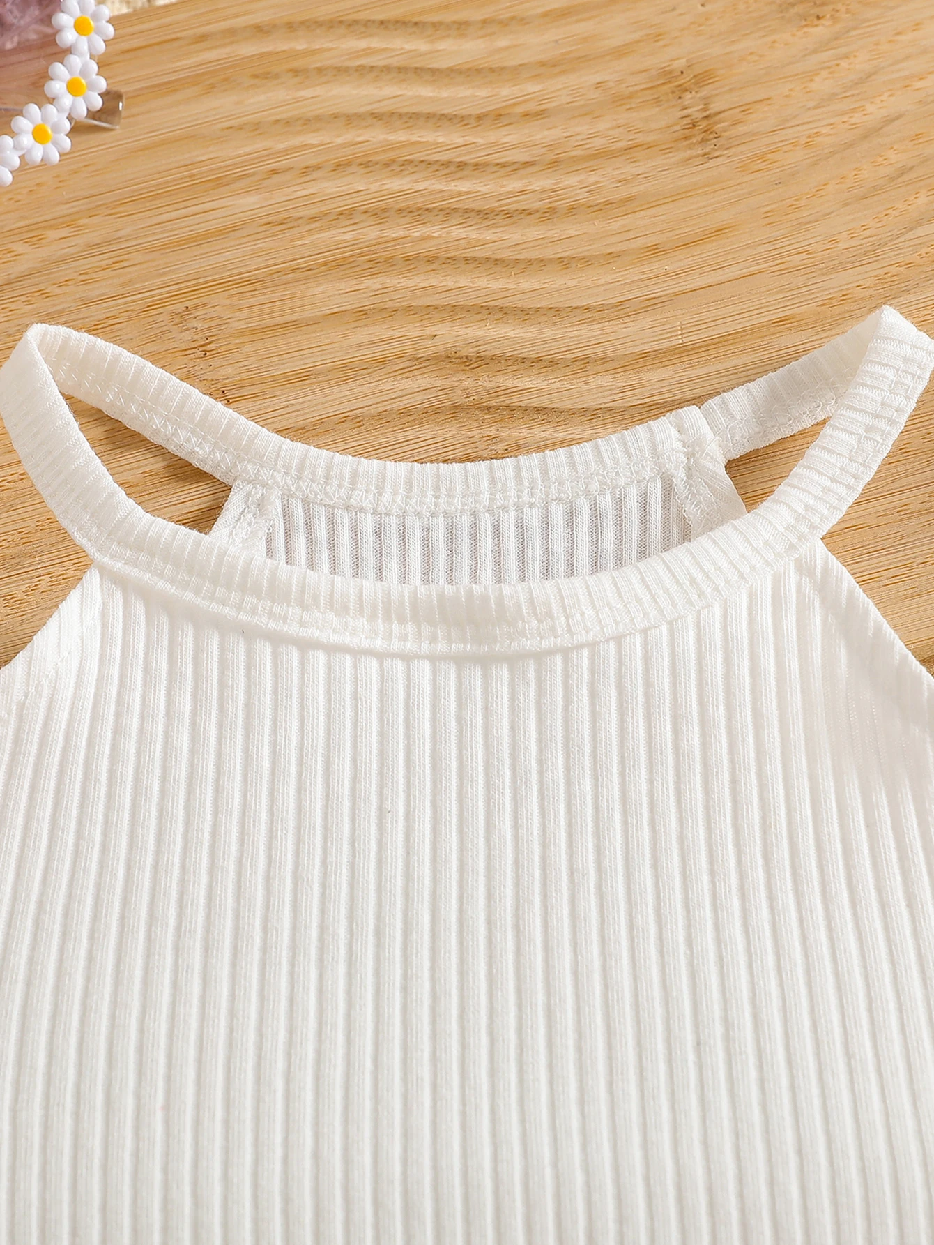 Conjunto de dos piezas de moda para niña con cuello colgante, Top sin mangas y falda corta con decoración de lazo