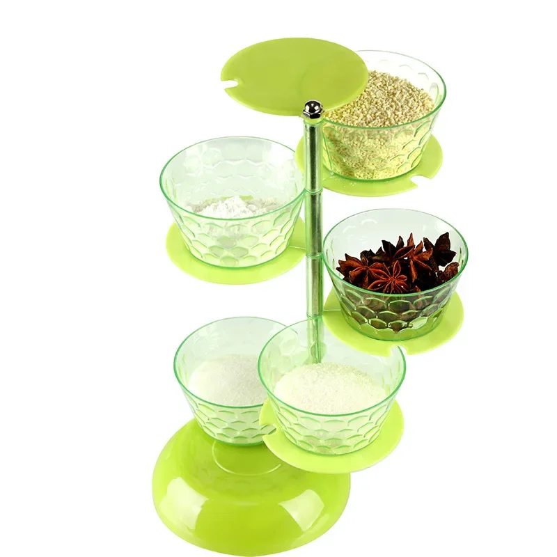 Vertical Rotatable Seasoning Box with Transparent Rotating Design Spice Box for Salt Jar Spoon Rotary Storage Rack Kitchen Tools