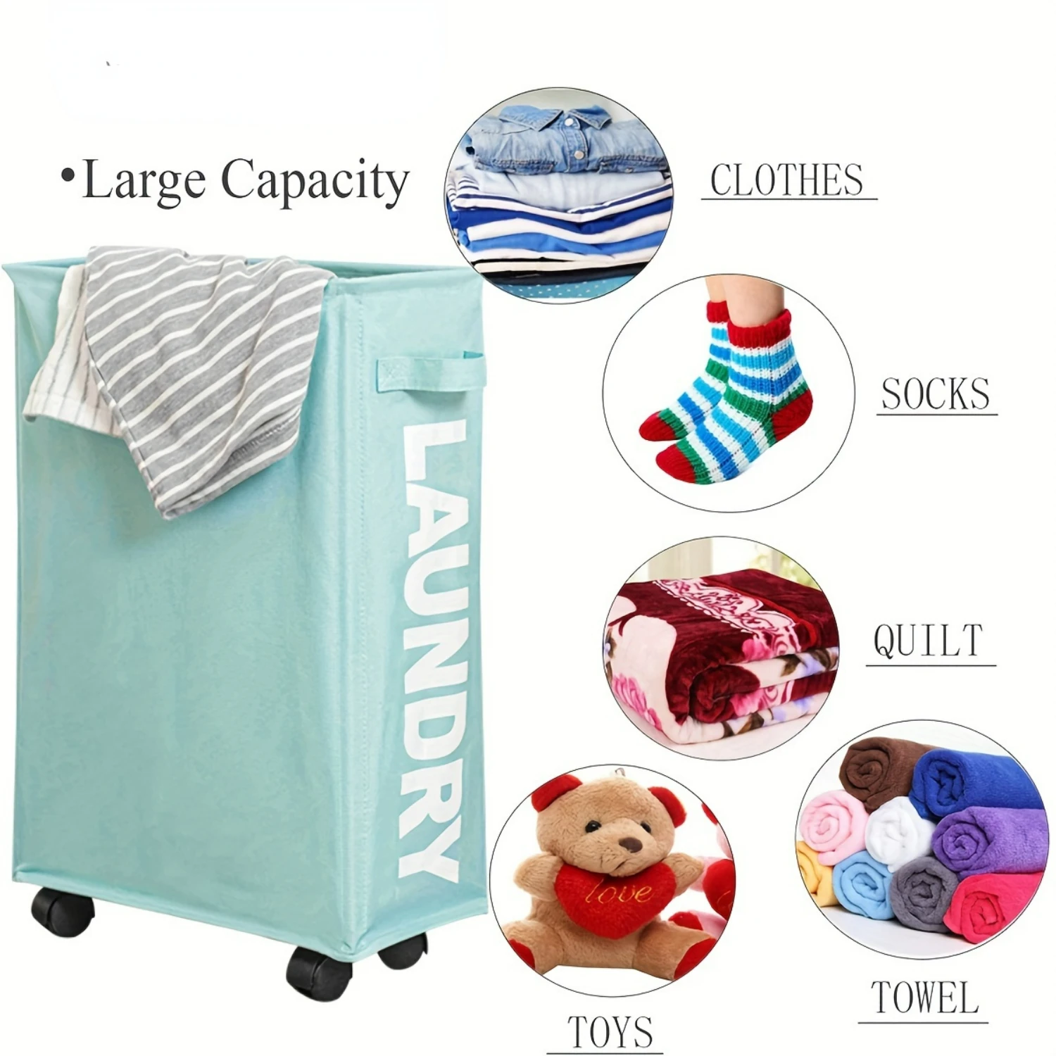 

Stylish Portable Laundry Basket with Durable Aluminum Alloy Frame and Convenient Wheels, Perfect Clothing Storage Solution for B