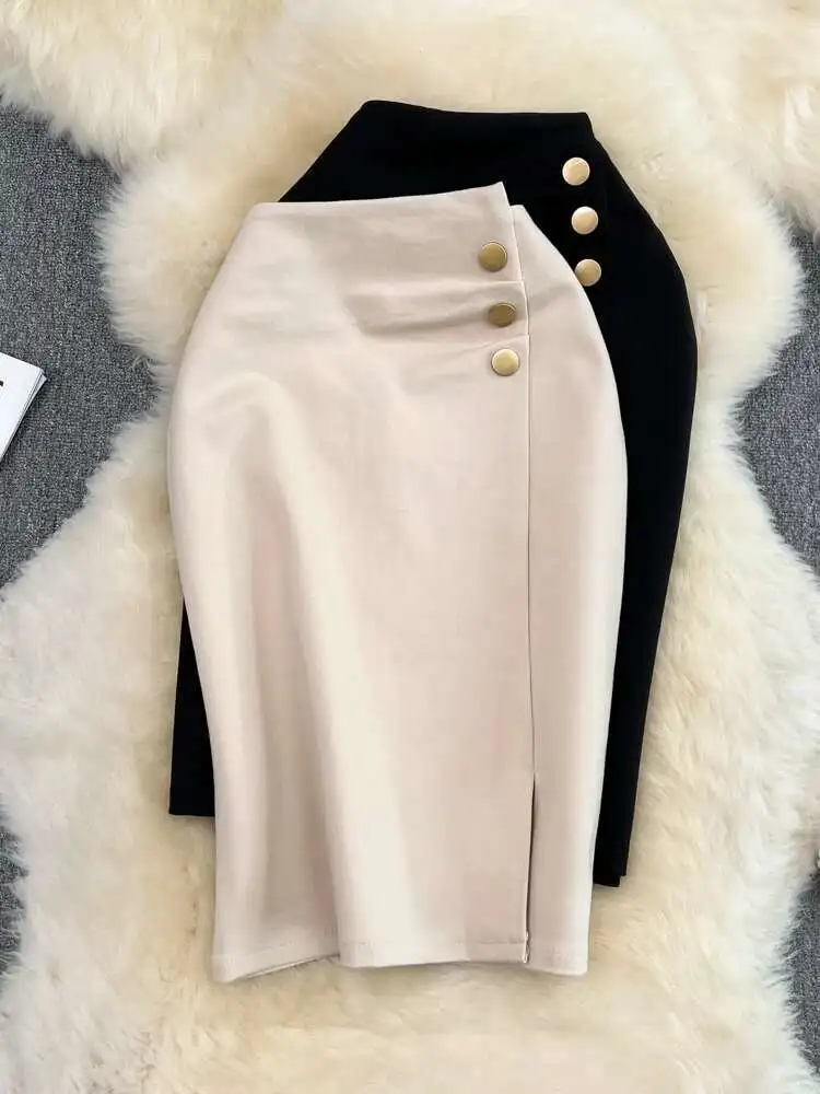 

Women Elegant Pelated Midi Skirt Summer Fashion Casual Mid Length OL Work Office Skirts