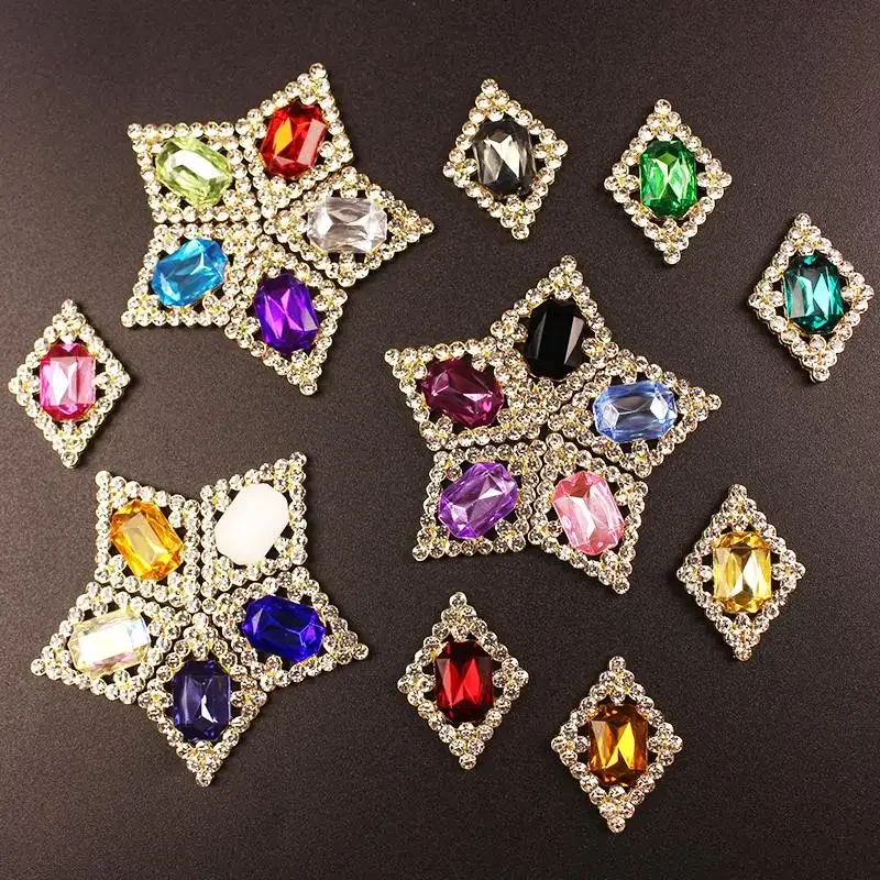 5 قطع من إكسسوارات سبائك المعين المصنوعة من حجر الراين اللامع للمجوهرات ذاتية الصنع 22 × 30 مم
