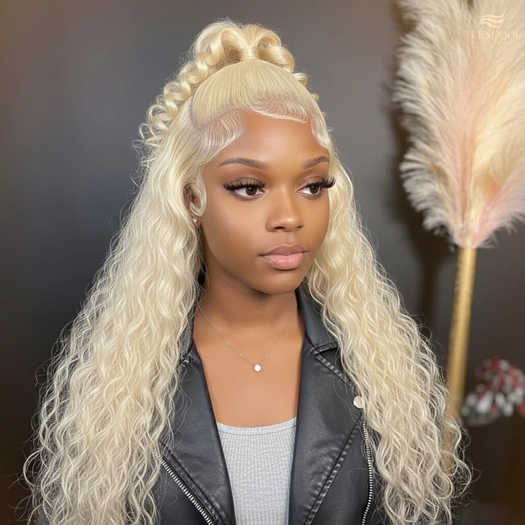 

613 Кружевные передние вьющиеся парики 13x6 Светлые парики Бразильские волосы 200% Плотность Глубокая волна 13x4 Парики фронтальной части шнурка Человеческие волосы Предварительно выщипанные