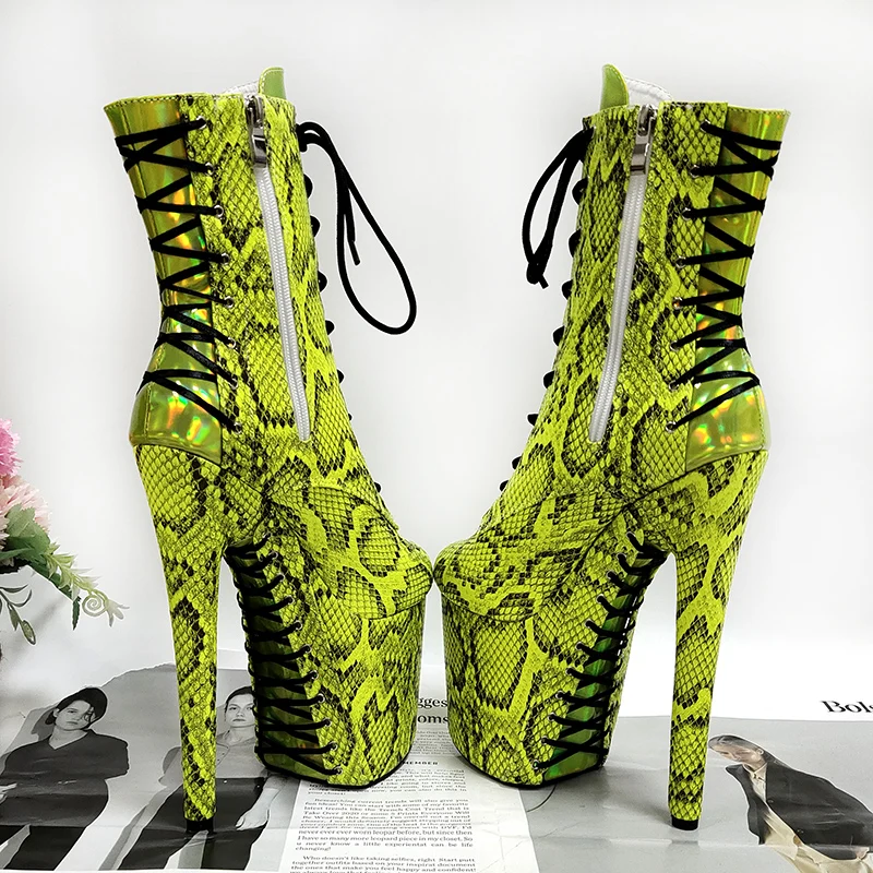 Clubbing gladiator Big Size Pole Dance Shoes Platform Ankle Boots 20cm Lace Up Stripper 8Inches High Heels Exotic  Sexy Fetish