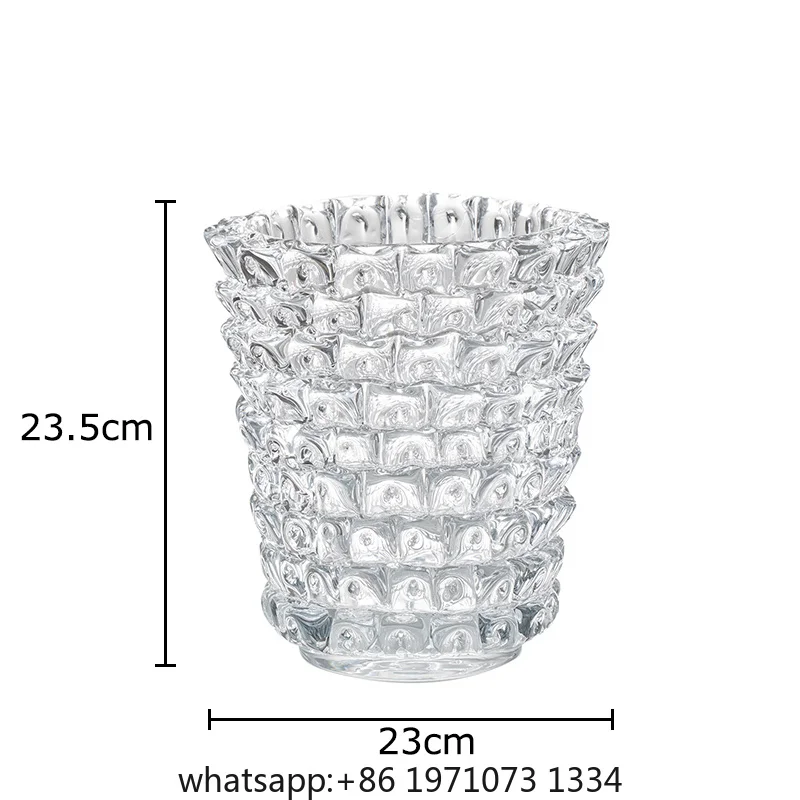 Transparent Wrinkle Glass Vase Desk Decoration Flower Arrangement Hydroponics Flower Pots Floral Vases Room