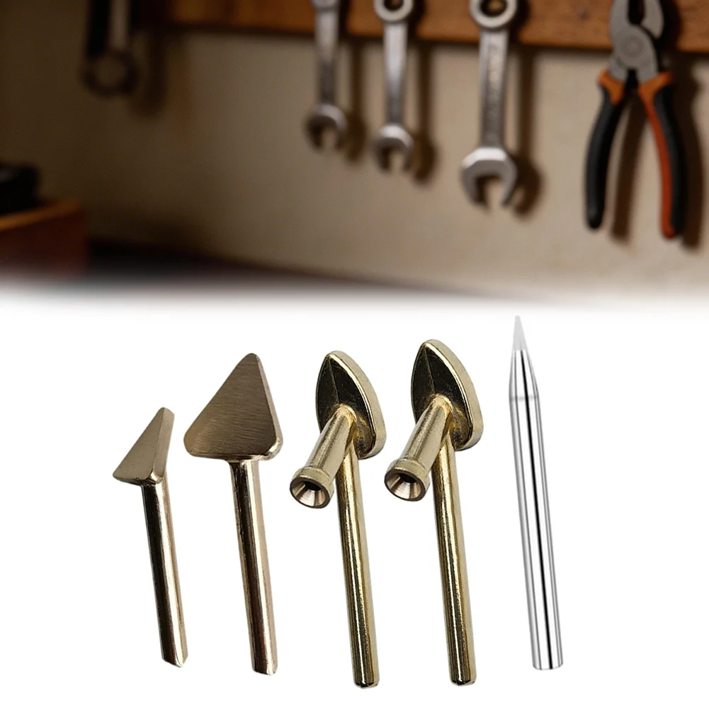 Plastic Welding Replacement Tips Set 5PCS Triangular Pure Copper Heads for 0.22inch 5.6mm Diameter Welding Tools