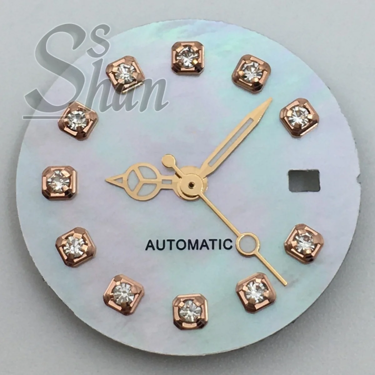 20.5mm pearl shell dial and hands gold and silver rose gold diamond index dial suitable for ladies' NH05 automatic movement