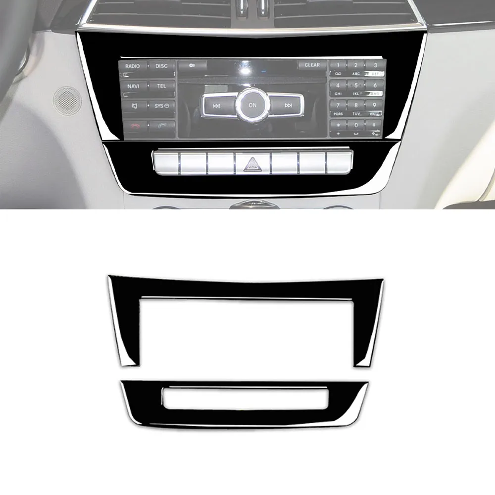 Car Interior Center Console CD Panel Decorative Stickers Trim for Benz C-Class W204 2011 2012 2013 Accessories Piano Black