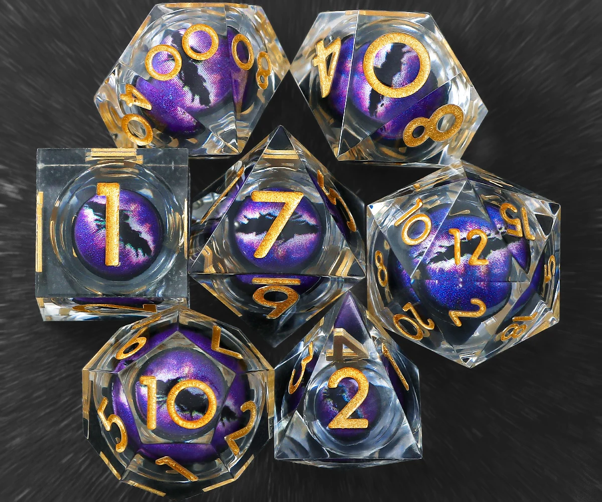 

Set Of 7 Sharp Edge Resin Polyhedral DND Dice For D&D RPG Role Playing Games