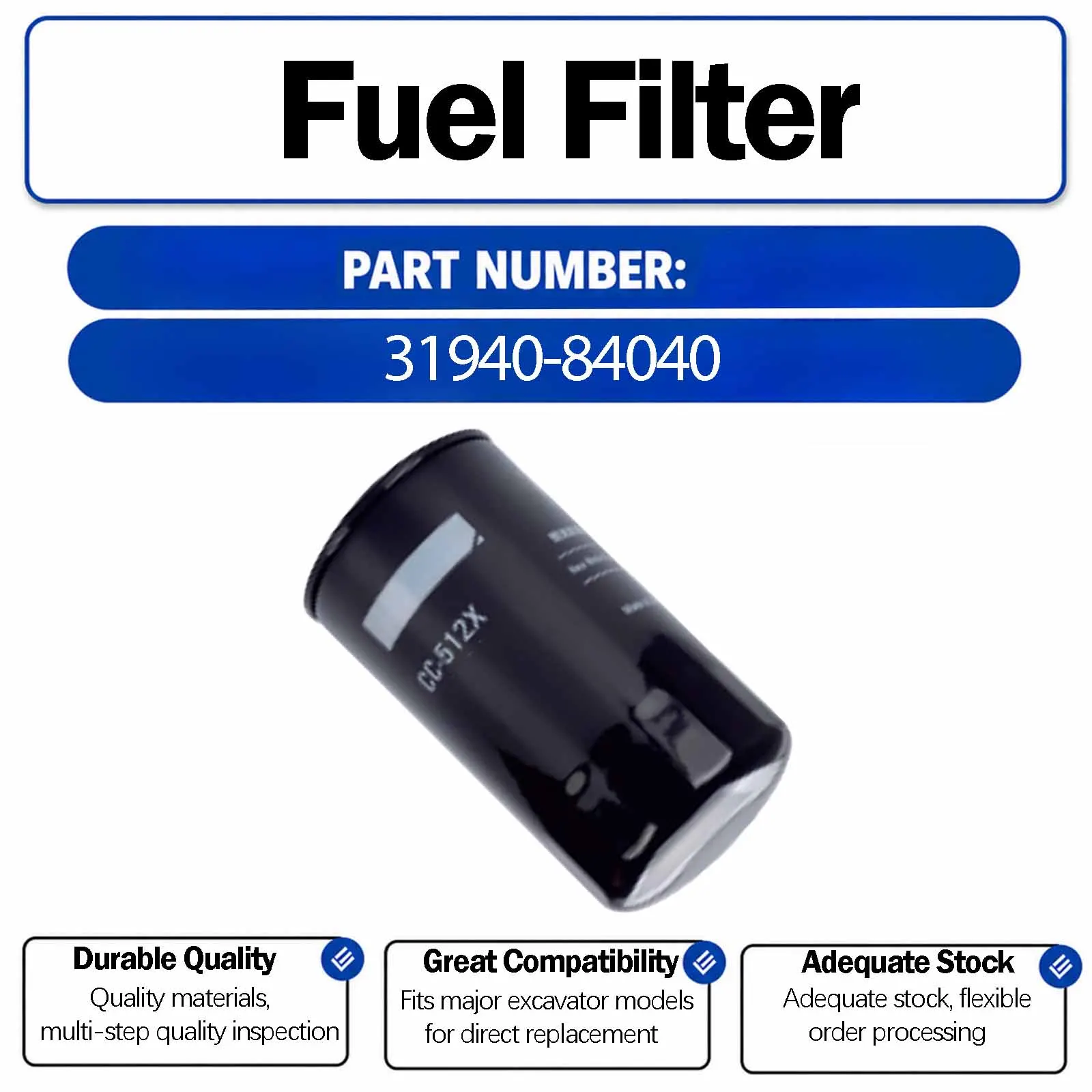 Fuel Filter 31945-84040 For Hyundai R210-5 R215-5 R215-7 R335LC-7H R375LC-7H Crawler Excavators