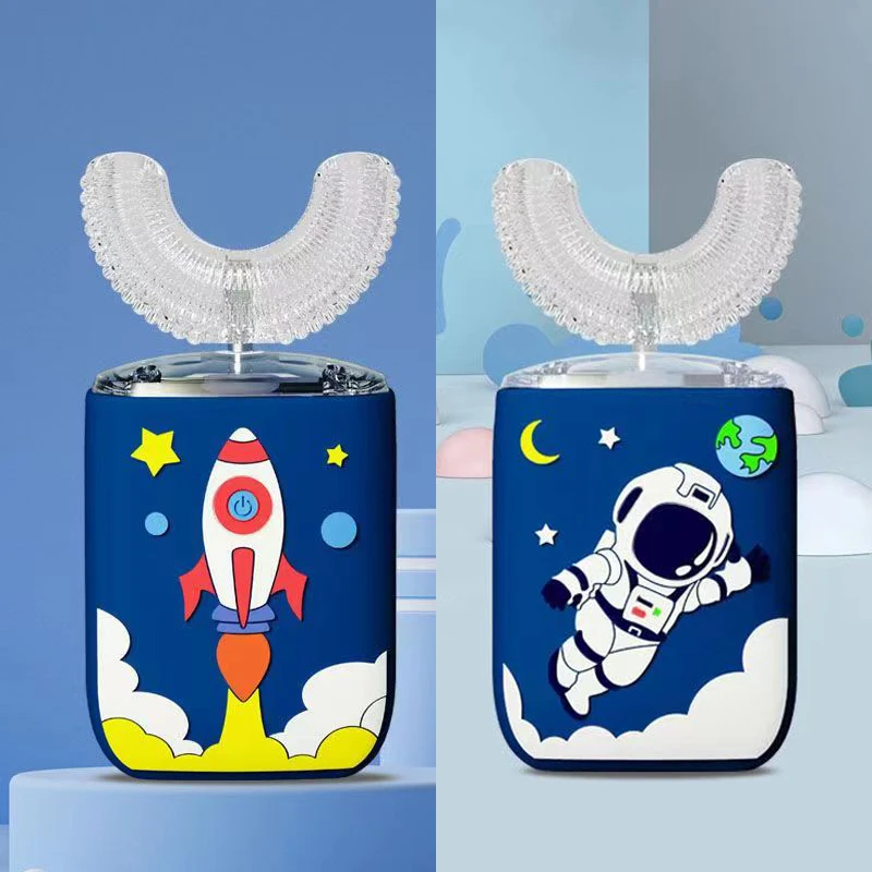 Smart Children's Electric Toothbrush Sonic Rechargeable 360 Degrees Automatic Tooth Brush U Shaped Cartoon for Kids Blue Light image 6