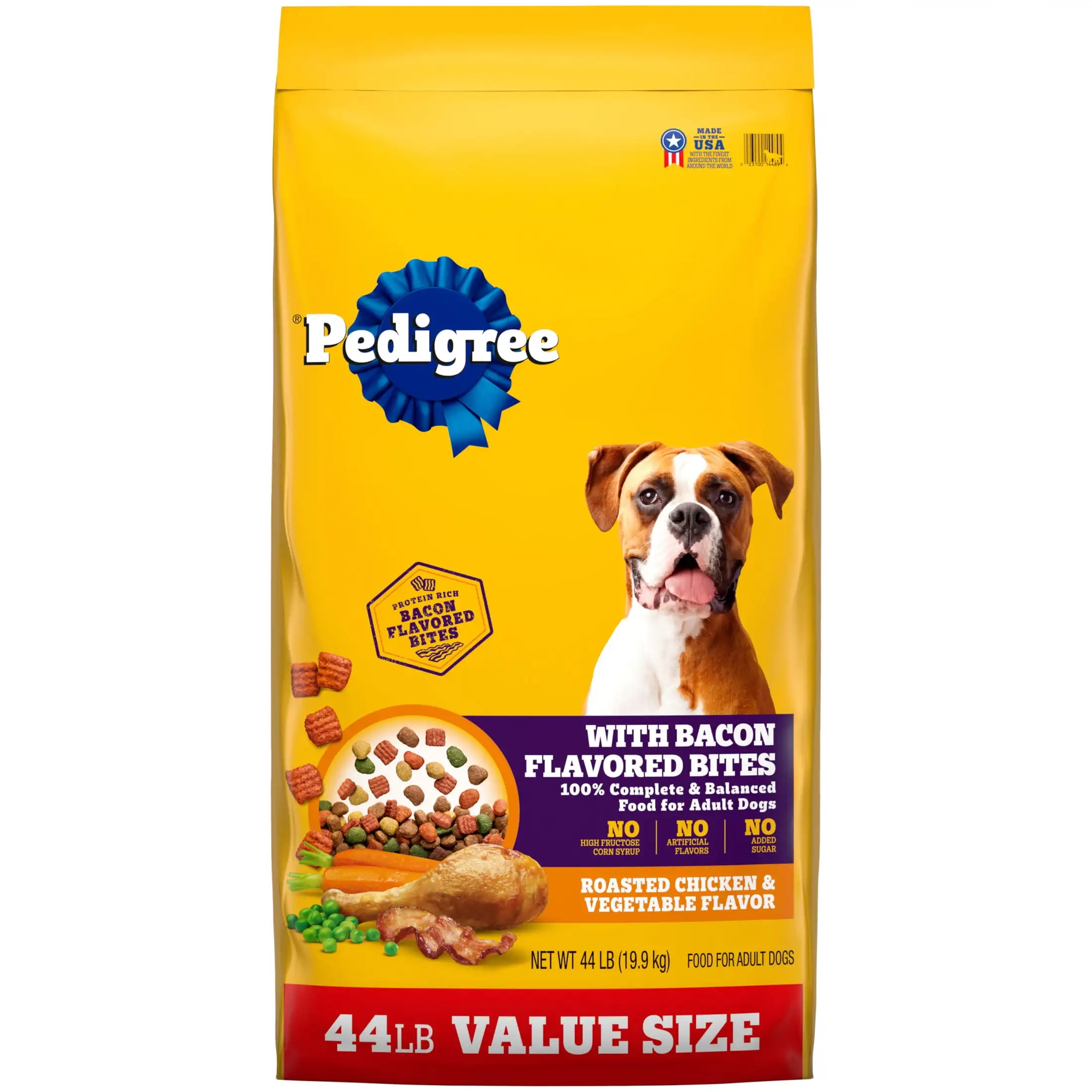 

Adult Dry Dog Food, Roasted Chicken and Vegetable Flavor with Bacon Flavored Bites, 44 lb Bag