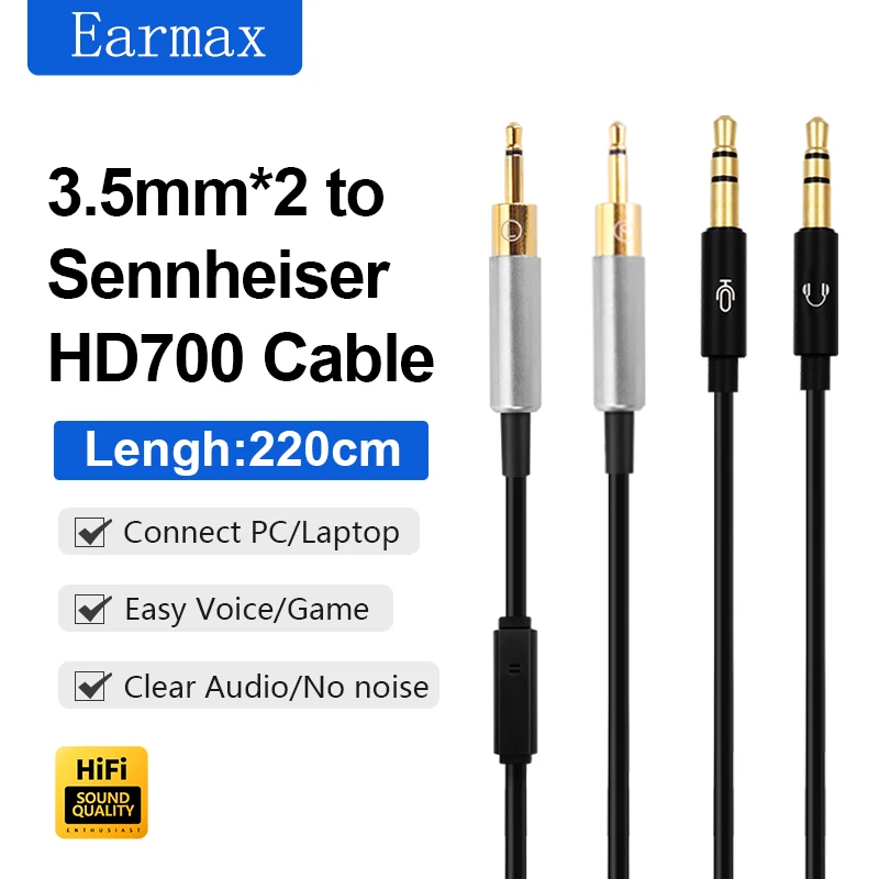 For Senheiser HD700 Headphone Replaceable Connection PC Laptop Video and Gaming Voice Headphones Upgrade Cable