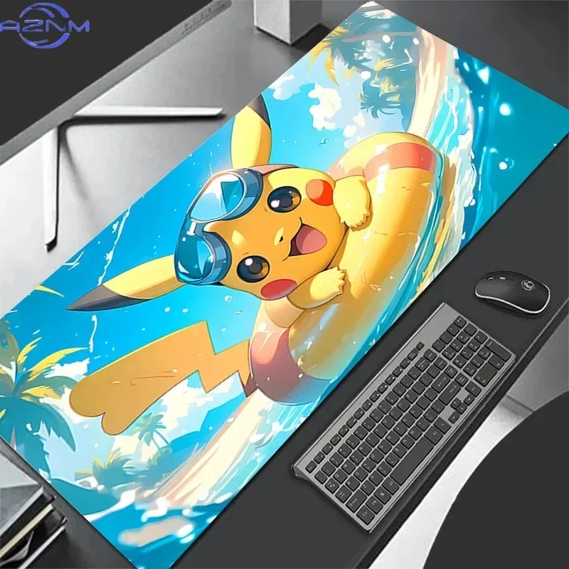 Pikachu Summer Beach Ocean Anime Rubber Mouse Pad Non Slip Gaming Desk Mat for Laptop PC Desktop Decor