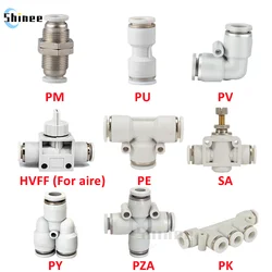 High Quality White Pneumatic Fitting Tube Connector Water Pipe Push In Hose 4/6/8/10/12/14/16mm PU PY PK PE PV SA PZA PLM SA-B