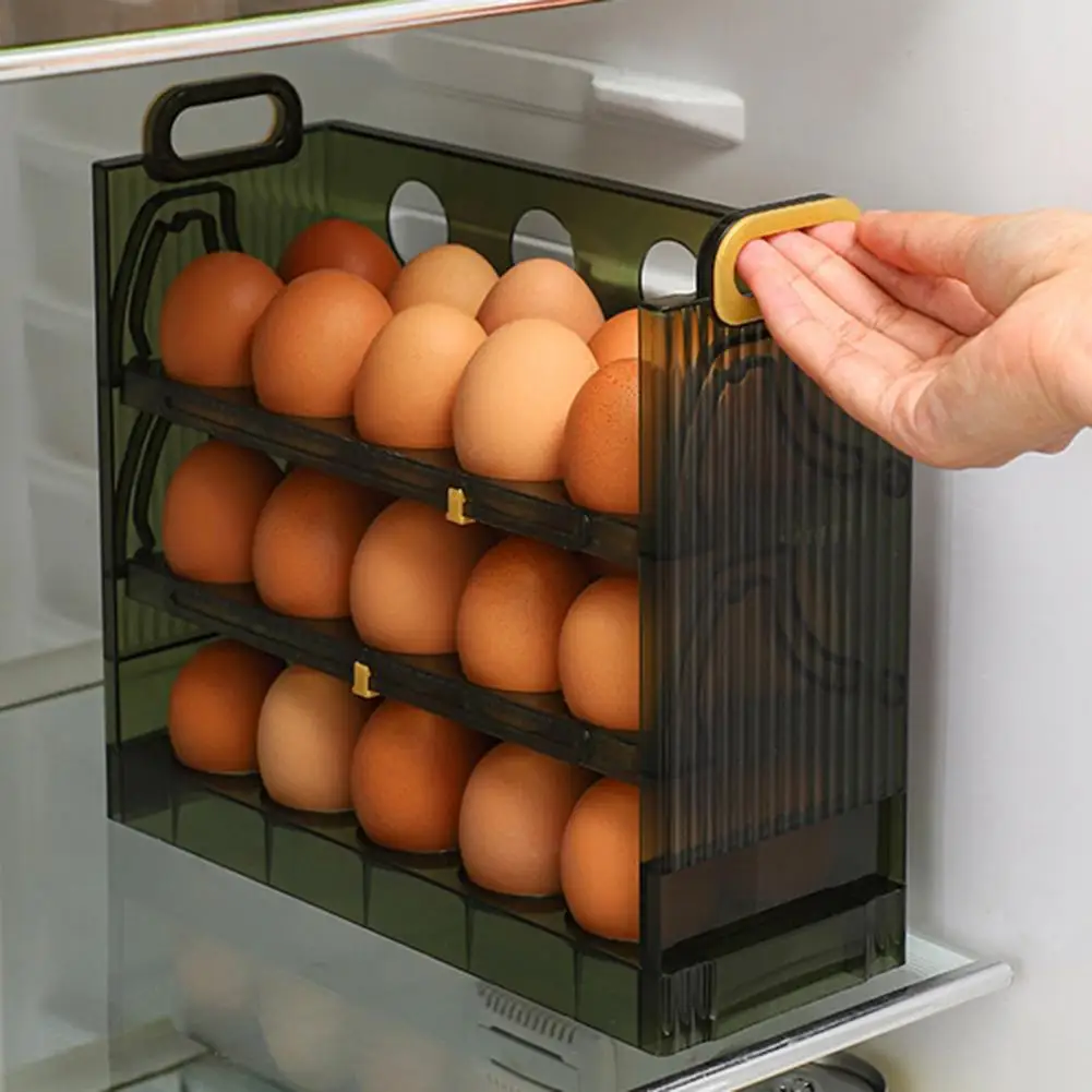 Egg Holder 2/3 Layer Design Rotatable Large Capacity Space-saving Protective Storage Reusable Refrigerator Door Egg Storage Box