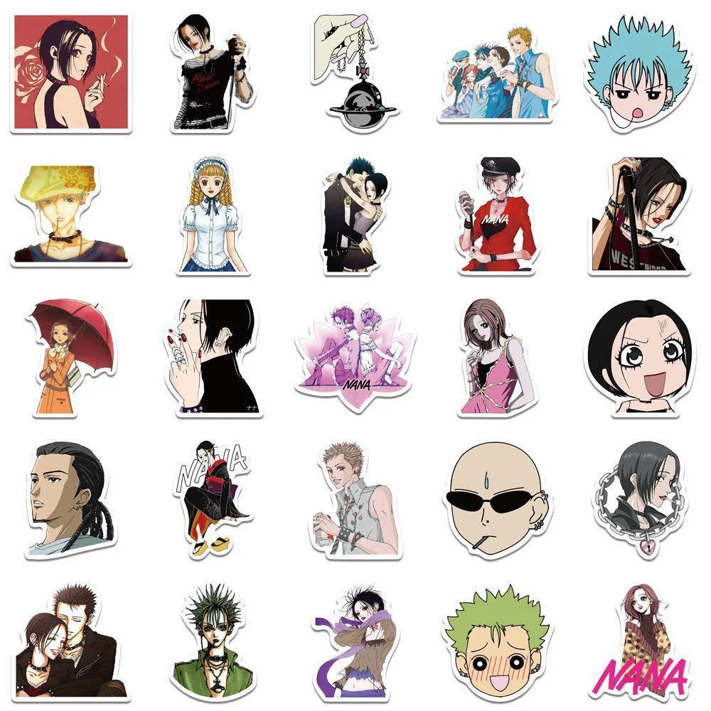 10/30/50pcs Japanese Manga NANA Cartoon Stickers Cool Anime Decals Kid Toy DIY Computer Laptop Suitcase Car PVC Graffiti Sticker