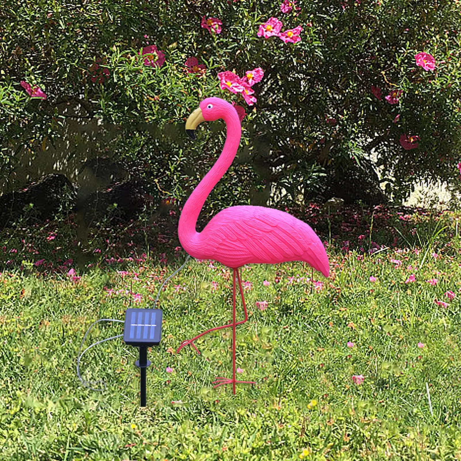 Caminho de luz de estátua de jardim de flamingo solar para presente de inauguração de escada de varanda