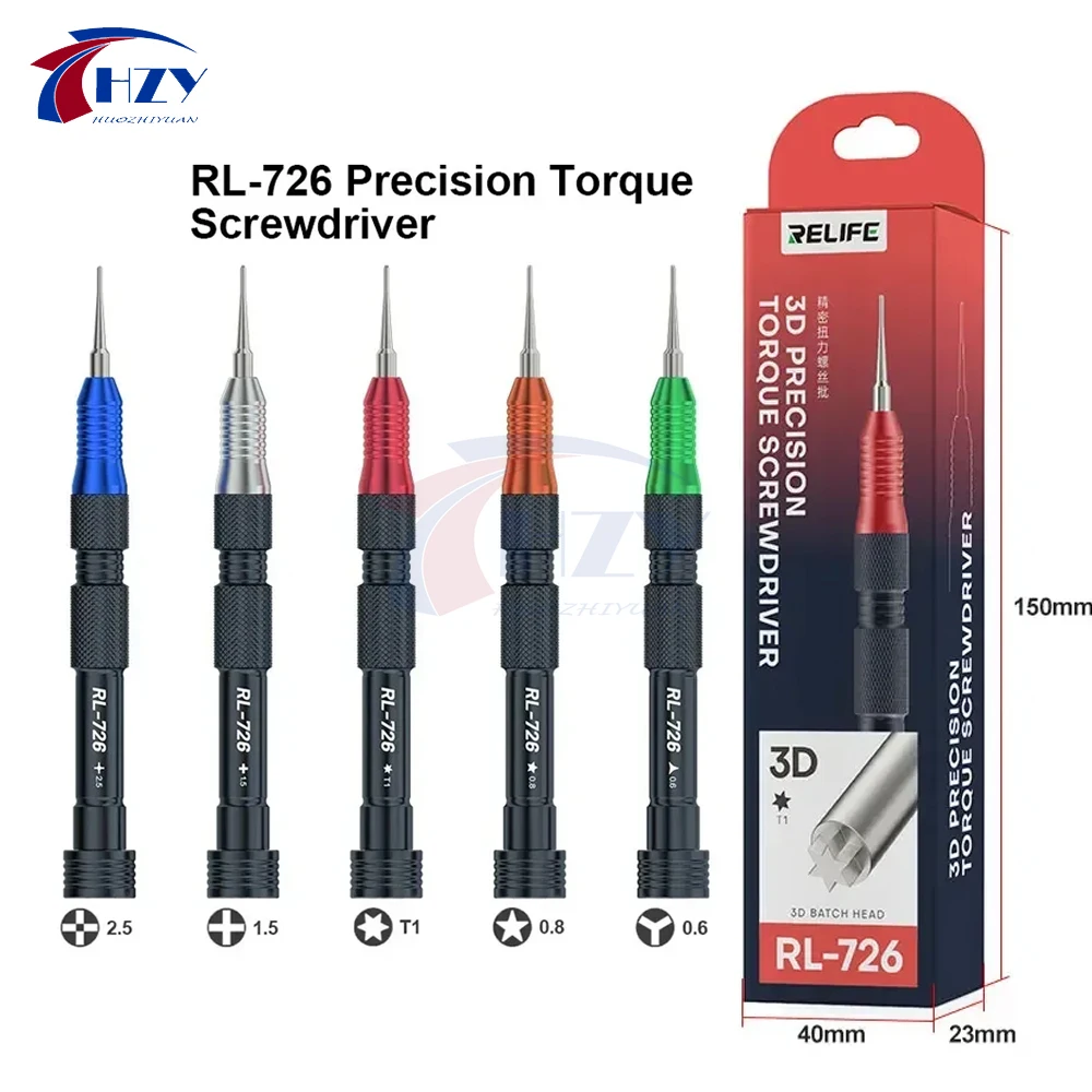RELIFE RL-726 3D Precision Screwdriver Anti Slip Teeth Torque Screw Driver For iPhone Android phone Disassembly Repair Tools