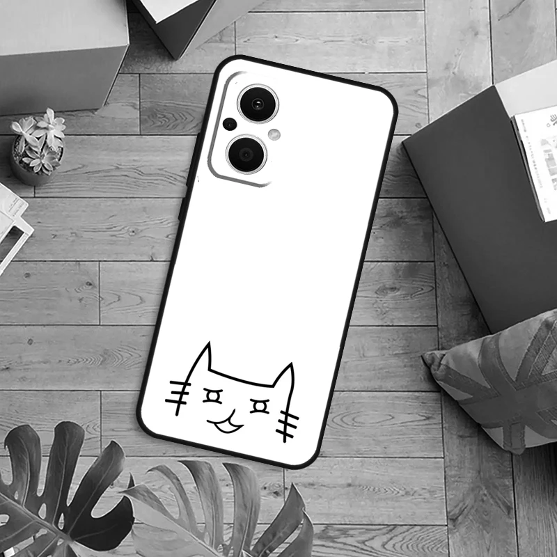حافظة فنية مضحكة لطيفة على شكل قطة لهاتف OPPO Reno 13F 14F 12F 10 11 12 13 14 Pro 7 8 Lite OPPO Find X6 X5 X8 X9 Pro
