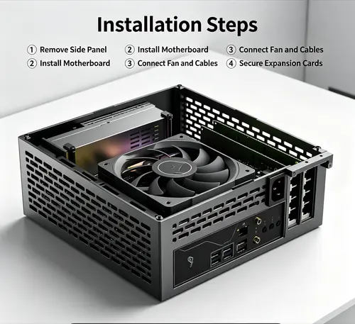 A24-V5 5L Mini ITX PC Chassis Small Form Factor Desktop Case Dual GPU Slot With 1U Single Output Power Supply Dual GPU Slot - Image 4