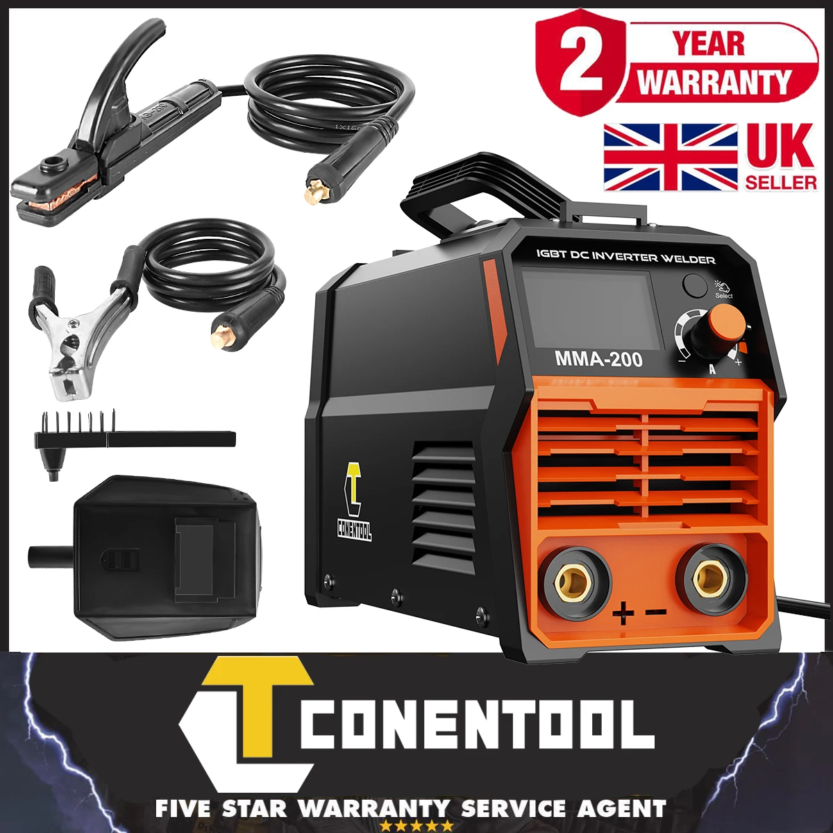 CONENTOOL 2 in 1 Portable TIG Electric Welder 220V MMA-200 DC Mini Gasless Inverter Welding Machine with Mask Iron Soldering Set