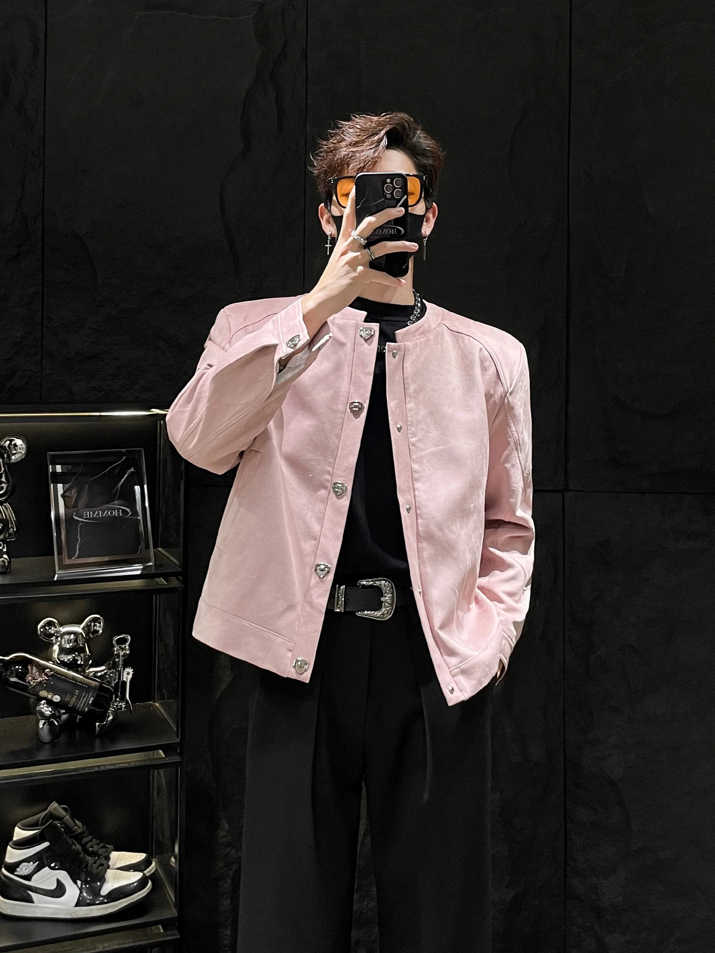 

Крутая замшевая куртка в стиле ретро, мужская осенне-зимняя свободная повседневная универсальная куртка на пуговицах, корейская одежда без глажки, ор