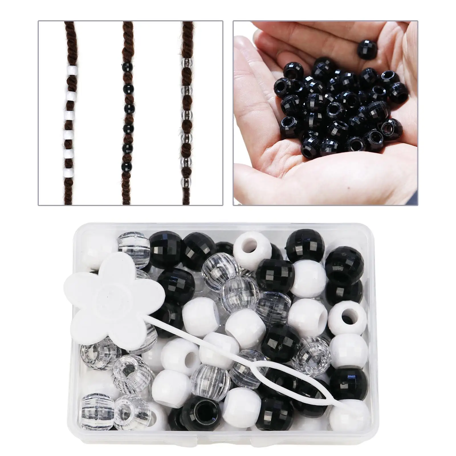 Perles de tressage de cheveux avec tube transparent, dreadlocks, perles de tressage de cheveux, ornements de bricolage, bijoux exécutifs, 70 pièces