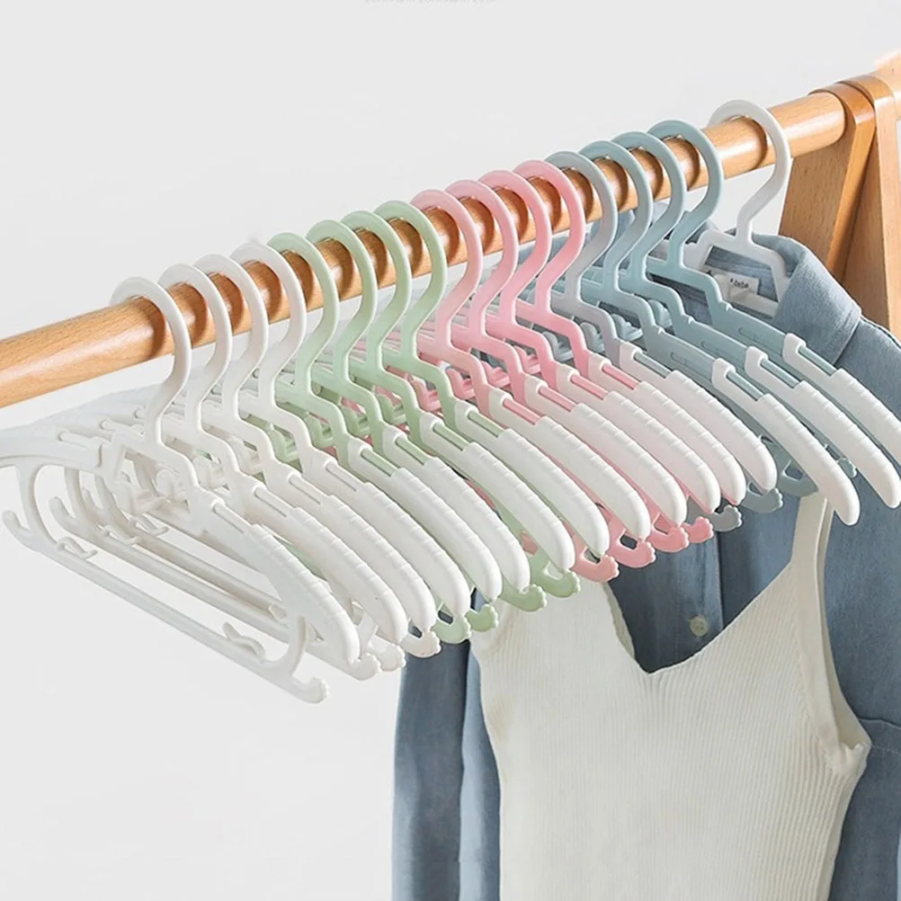 

10pcs Plastic Non Slip Clothes Hangers Adjustable Retractable Kids Baby Children Skid Proof Hanger Foldable for Nursery
