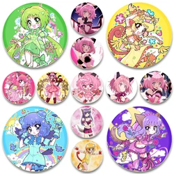 Tokyo Mew Mew Tinplate Pins Round Cartoon Snap-in Brooches for Backpack Cothes Accessories Anime Collection Badge Hat Decoration