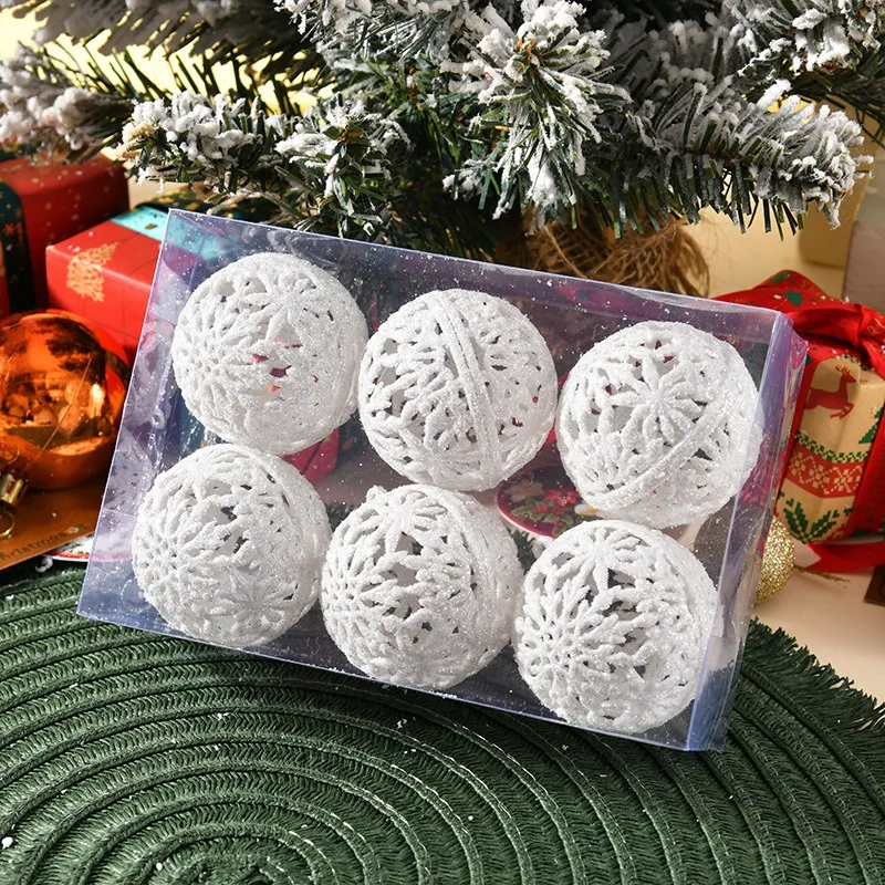 6Pcs 6CM Christmas Balls Decorations Christmas Tree Ornaments Ball Hanging Pendants Home Party Decor 2024 New Year Navidad Decor