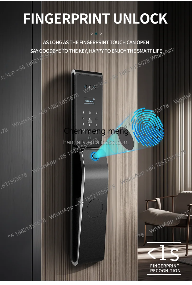 Waterproof Tuya 3D Face Recognition Digital Lock for Home Biometric Fingerprint Smart Door Lock Lock Body Intercom