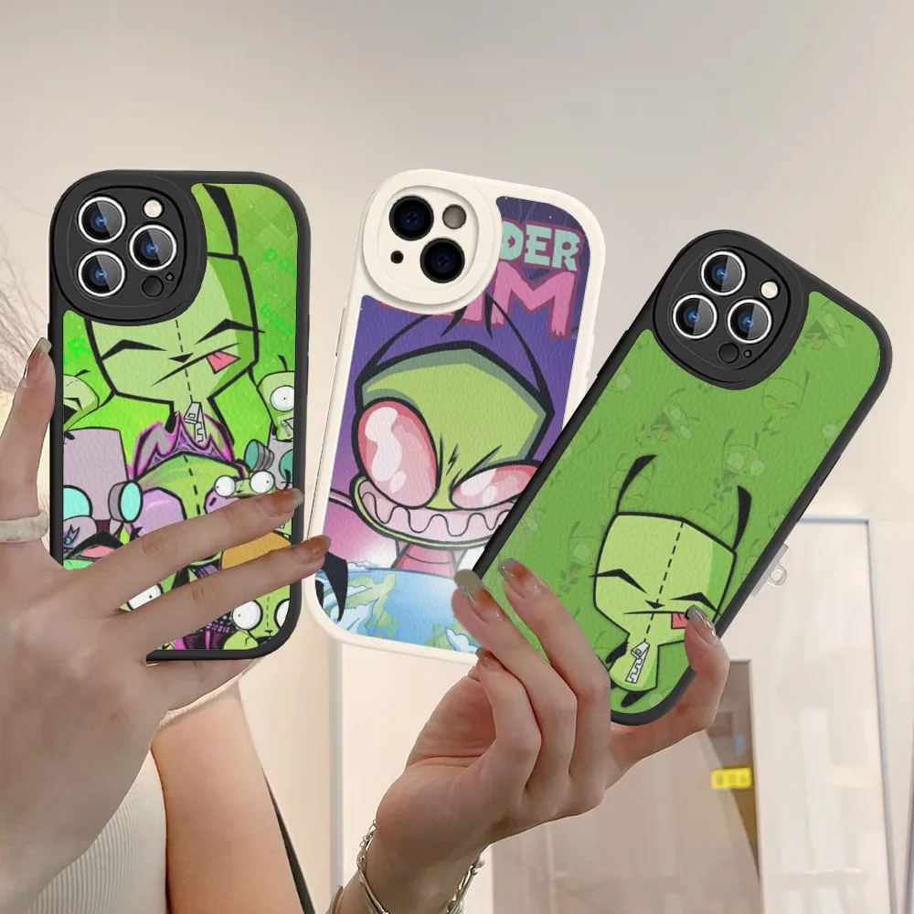 

I-Invader Z-Zim Phone Case Hard Leather For IPhone 16 15 14 13 12 Mini 11 14 Pro Max Xs X Xr 7 8 Plus Fundas