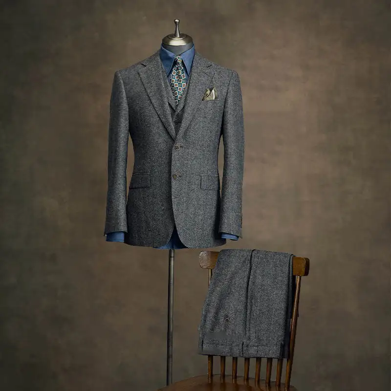 وسيم 3 قطع الدعاوى للرجال محززة التلبيب واحدة الصدر الأعمال البدلات الرسمية سليم صالح مخصص ملابس الحفلات الرسمية