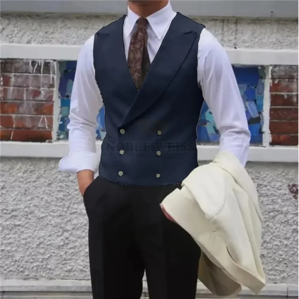 Mode männer Weste Formale Kleid Anzug Für Hochzeit Weste Maßgeschneiderte Slim Fit Zweireiher Weste Colete Masculin Angepasst