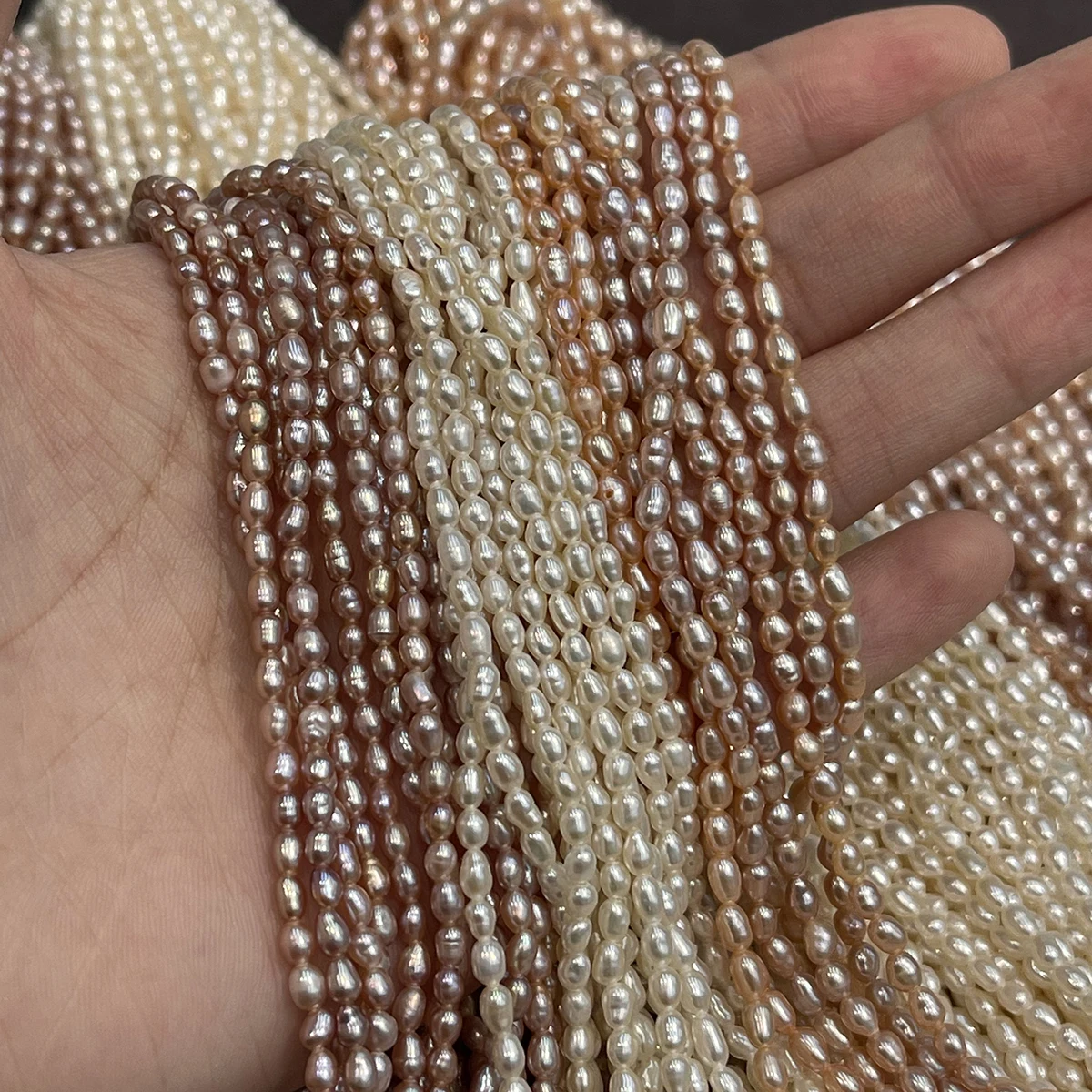 Threaded Pearl 2-3mm A Natural Freshwater Rice Pearl For Jewelry Making DIY Necklace Bracelet Chains Earrings Accessory