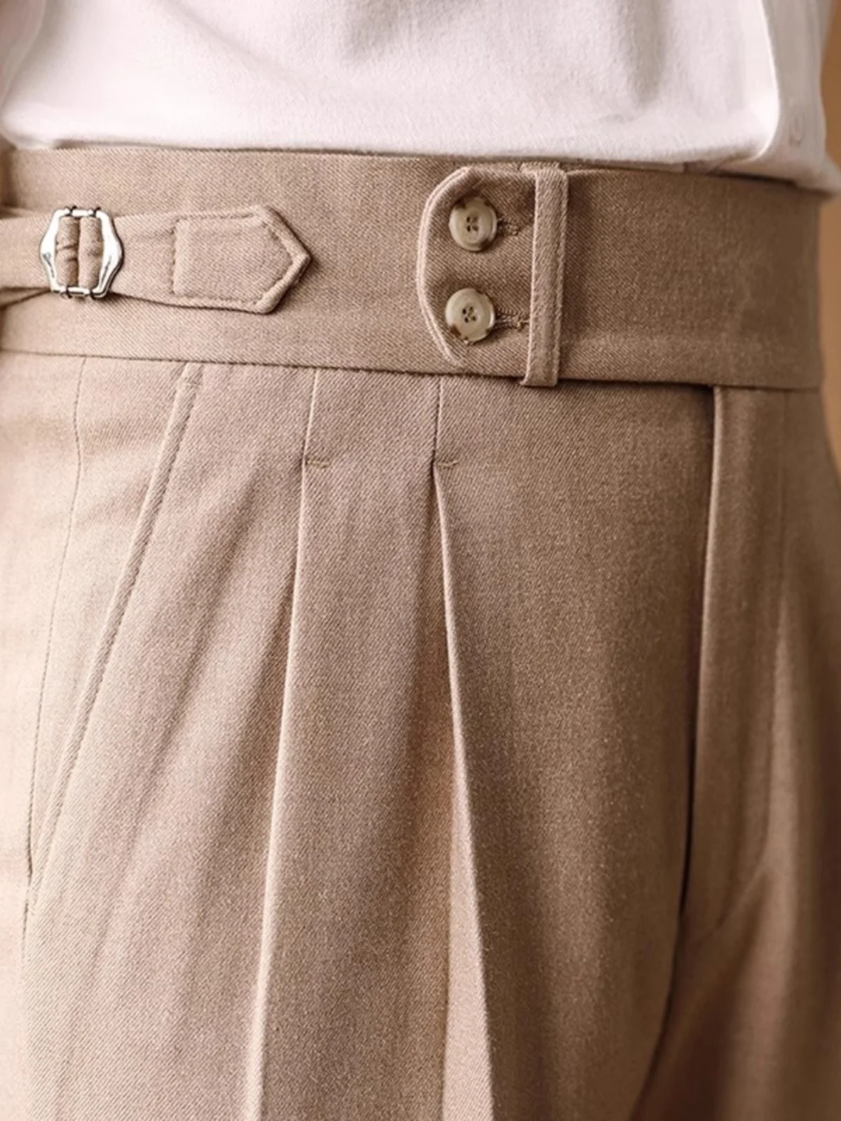 

Paris Bule Straight Leg Men's Casual Pants Autumn Winter Busin No Iron Long Trousers Naples Drape High Waist Suit Pants